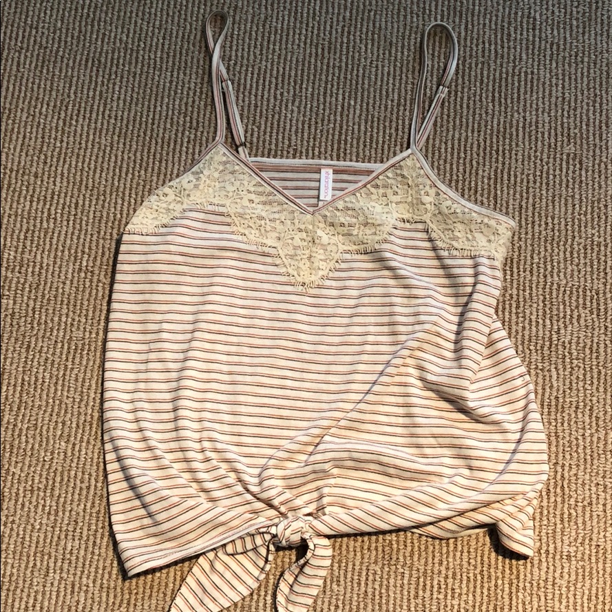 Xhilaration Spaghetti Strap Stripe Tank Top W Lace